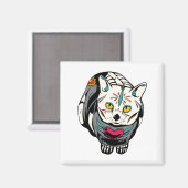 Skeletkat Cat Gift for Dia de Muertos Skull Lovers Magneet (Voorkant / Achterkant)