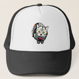 Skeletkat Cat Gift for Dia de Muertos Skull Lovers Trucker Pet
