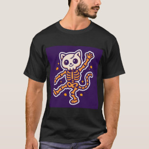 Skeletkat Dans Halloween T-shirt