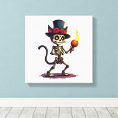 Skeletkat Jamboree Canvas Afdruk (Insitu (Houten vloer))