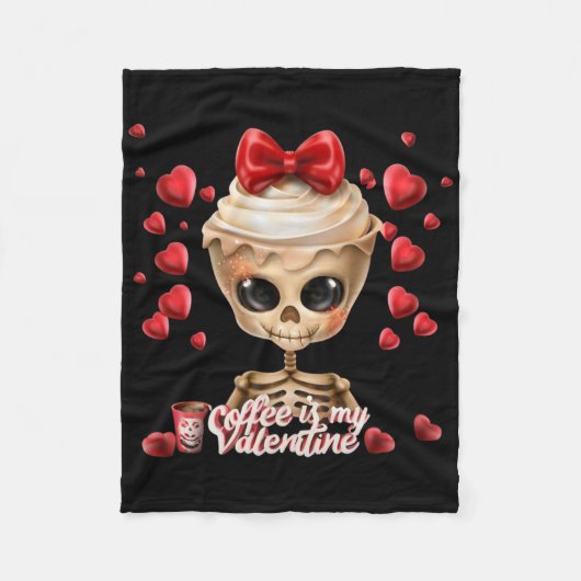 Skeletkoffie is mijn Valentijn Funny Valentines D Fleece Deken (Voorkant)
