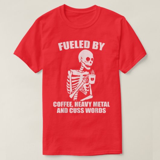 Skeletkoffie Zware metalen koffie T-shirt (Design voorkant)