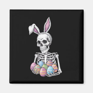 Skeletkonijn met paaseieren grappig konijn magneet