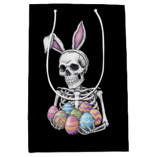 Skeletkonijn met paaseieren grappig konijn medium cadeauzakje