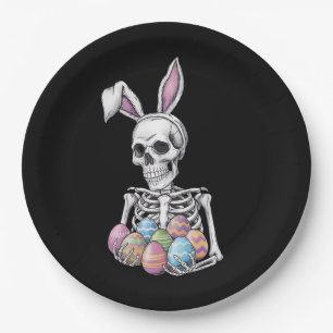 Skeletkonijn met paaseieren grappig konijn papieren bordje