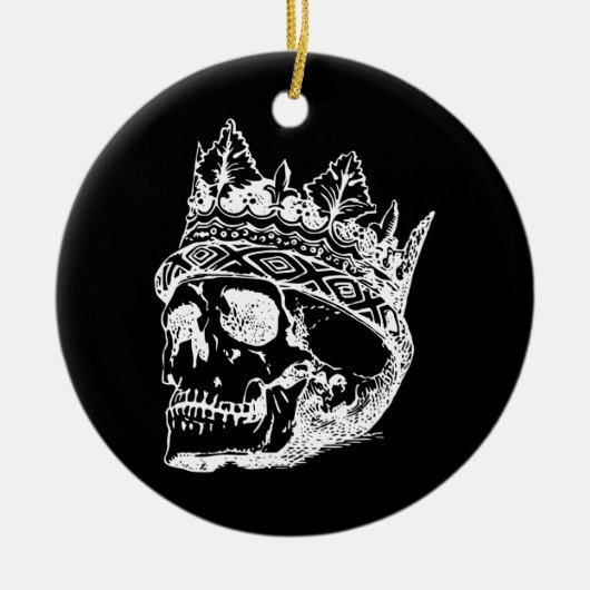 Skeletkop met een Kroon op een Keramisch Ornament (Voorkant)