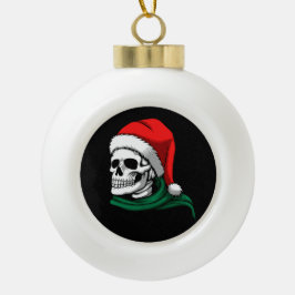 Skeletkop met een Pet op de stop Keramische Bal Ornament