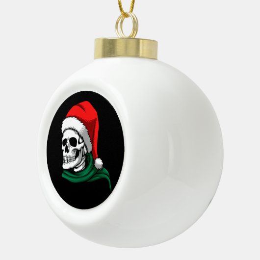 Skeletkop met een Pet op de stop Keramische Bal Ornament (Rechts)