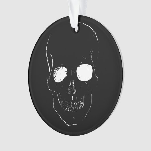 Skeletkop met gloeiende ogen op een ornament (voorkant)