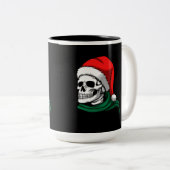 Skeletkop met Pet stoppen op een Tweekleurige Koffiemok (Voorkant rechts)