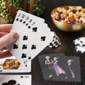Skeletkoppel dansend op een set van  pokerkaarten (Insitu)