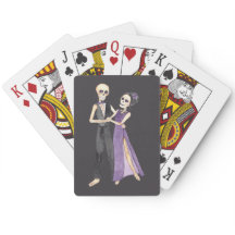 Skeletkoppel dansend op een set van
