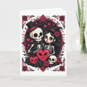 Skeletkoppel dat van Halloween houdt Kaart (Voorkant)