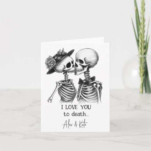 Skeletkoppel Feestdagen Kaart (Voorkant)