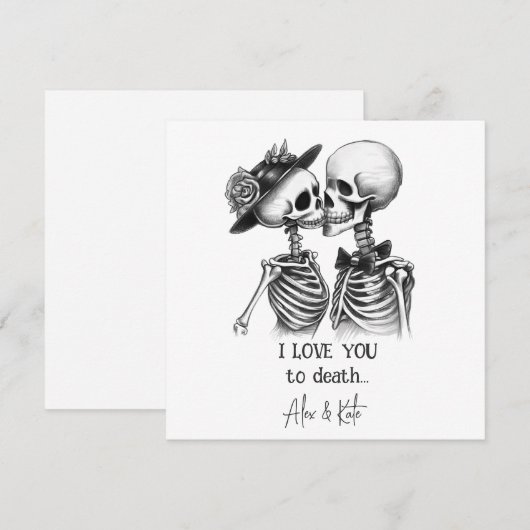 Skeletkoppel Feestdagenkaart (Voorkant / Achterkant)