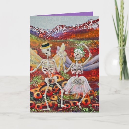 Skeletkoppel Griezelfilmromance Kaart (Voorkant)
