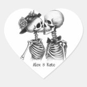 Skeletkoppel Hart Sticker (Voorkant)