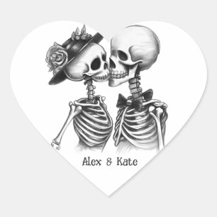 Skeletkoppel Hart Sticker