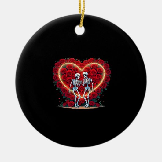 Skeletkoppel houdt handen in een hart van Ro Keramisch Ornament (Voorkant)