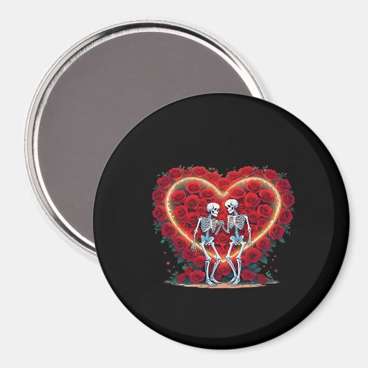 Skeletkoppel houdt handen in een hart van Ro Magneet (Voorkant / Achterkant)