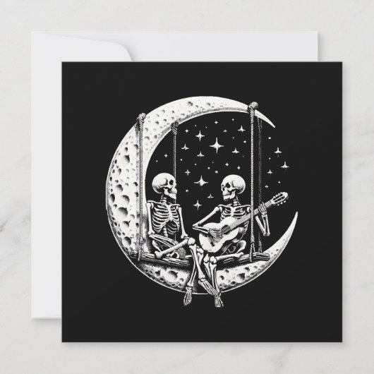 Skeletkoppel Maan Gitaar Kaart (Voorkant)