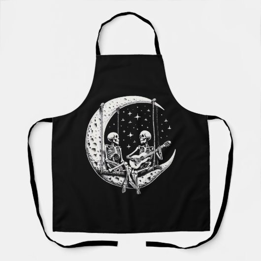 Skeletkoppel Maan Gitaar Schort (Voorkant)