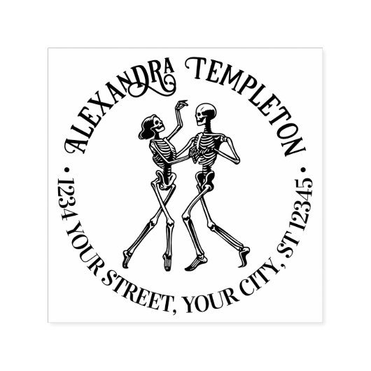 Skeletkoppel Naam Bal Dansen Ret Adres Zelfinktende Stempel (Design)
