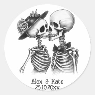 Skeletkoppel Ronde Sticker