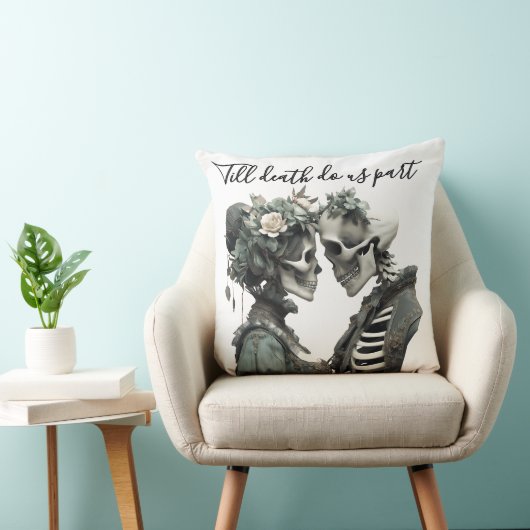 Skeletkoppel "Till Death Do Us Part" kussen (Stoel)