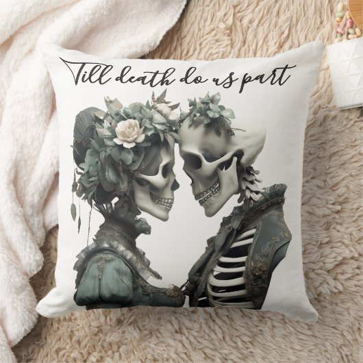 Skeletkoppel "Till Death Do Us Part" kussen (Deken)