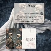 Skeletkoppel tot de dood doet ons deel RSVP QR Uitnodiging Briefkaart
