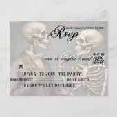 Skeletkoppel tot de dood doet ons deel RSVP QR Uitnodiging Briefkaart (Voorkant)