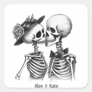 Skeletkoppel Vierkante Sticker