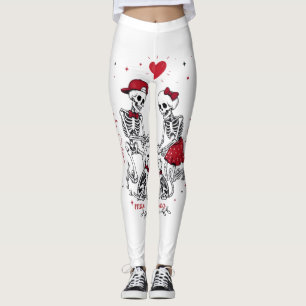 Skeletkoppel voert hond en kat leggings