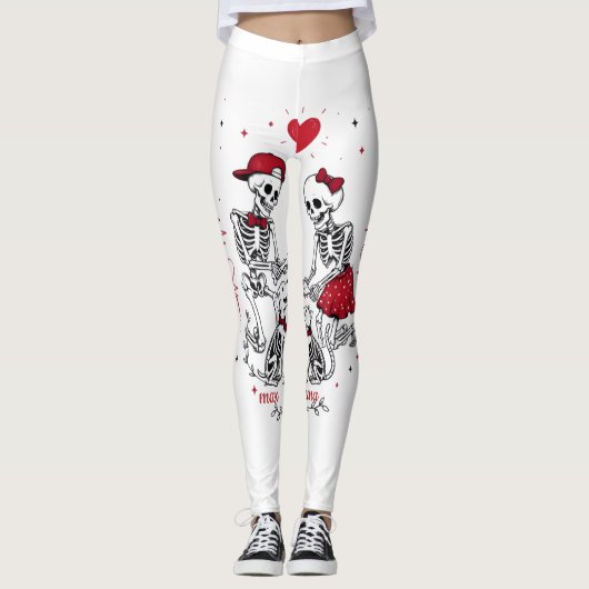 Skeletkoppel voert hond en kat leggings (Voorkant)