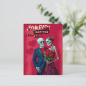 Skeletkoppel voor altijd verliefd briefkaart (Staand voorkant)