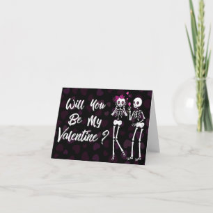 Skeletkoppel Wil je mijn Valentijn zijn? Kaart