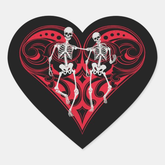 Skeletkoppeling Hart Sticker (Voorkant)