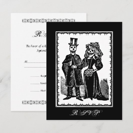 Skeletkoppeling (RSVP) - kleine uitnodiging (Voorkant / Achterkant)