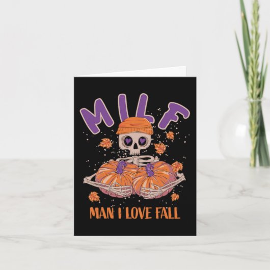 Skeletman Ik hou van Fall Funny Skeleton Pompoen H Kaart (Voorkant)