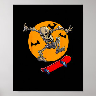 Skeletmannen voor jongens Skateboarden Skateboarde Poster