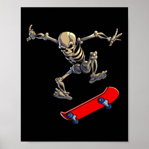 Skeletmannen voor jongens Skateboarden Skateboarde Poster