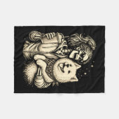 Skeletmeisje dat Samojeed omhelst Cute Coffee Goth Fleece Deken (Voorkant (Horizontaal))