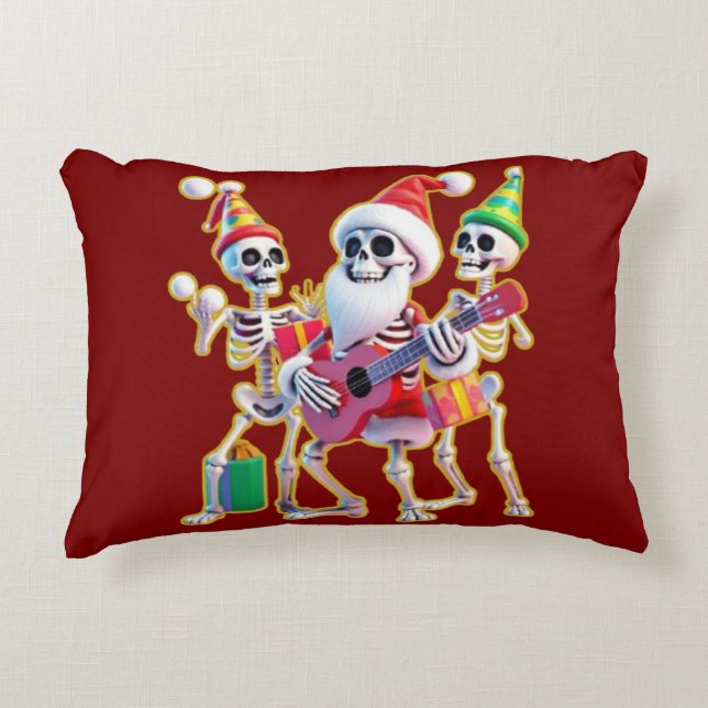 **Skeleton 3D Christm Santa Party – Funnyas Skelet Accent Kussen (Voorkant)