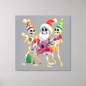 **Skeleton 3D Christm Santa Party – Funnyas Skelet Canvas Afdruk (Voorkant)