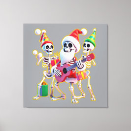 **Skeleton 3D Christm Santa Party – Funnyas Skelet Canvas Afdruk