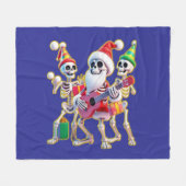 **Skeleton 3D Christm Santa Party – Funnyas Skelet Fleece Deken (Voorkant (Horizontaal))