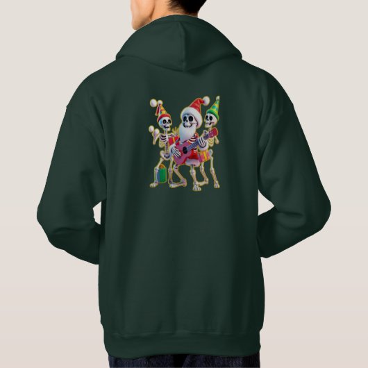 **Skeleton 3D Christm Santa Party – Funnyas Skelet Hoodie (Achterkant)