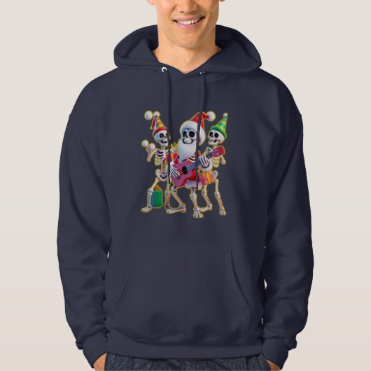 **Skeleton 3D Christm Santa Party – Funnyas Skelet Hoodie (Voorkant)