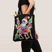 **Skeleton 3D Christm Santa Party – Funnyas Skelet Tote Bag (Dichtbij)